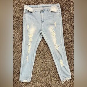 Gogo Jeans Ripped, Distressed Women's Light Blue